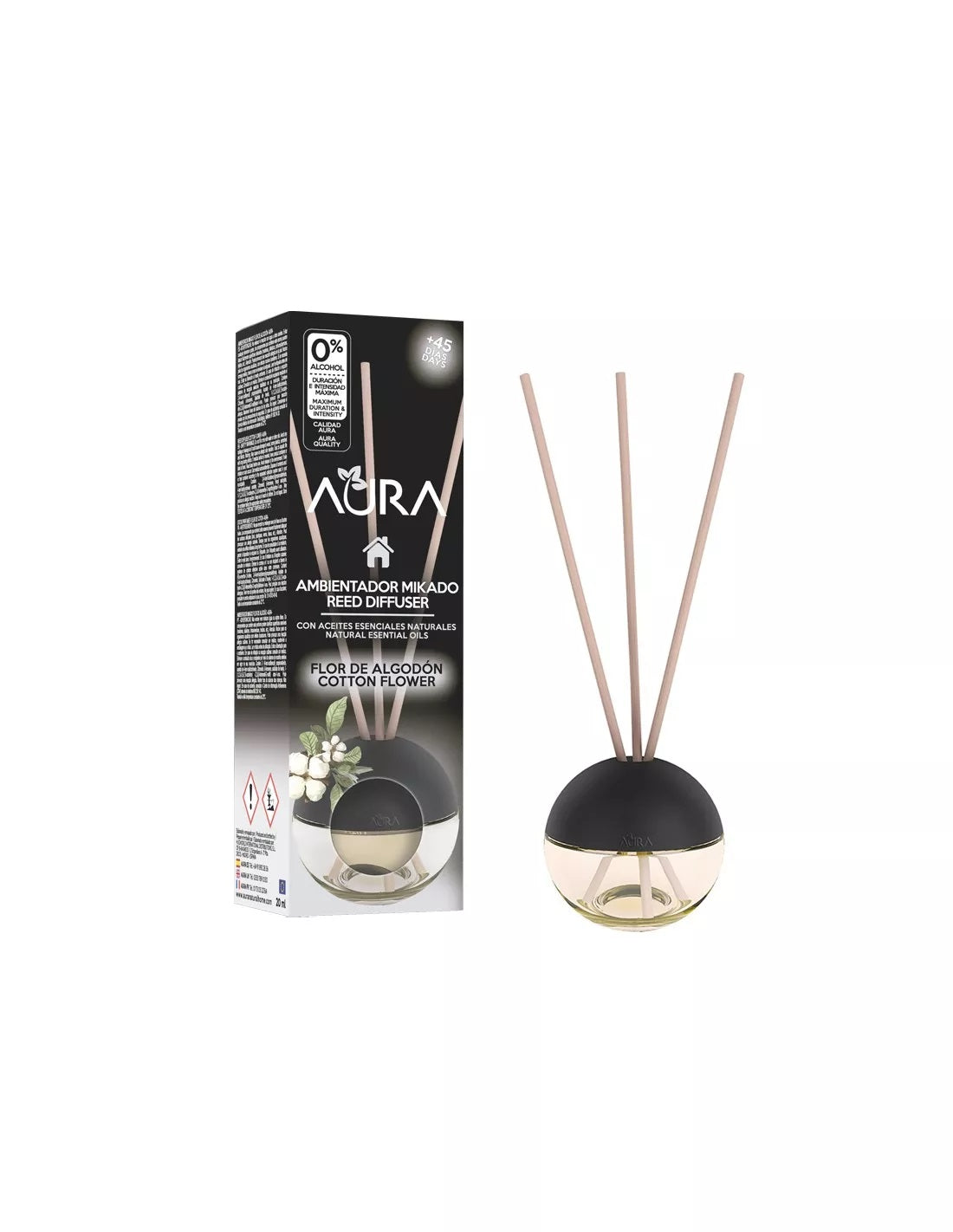 西班牙直送 | Aura Mikado Sphere Reed Diffuser 霧黑香薰 20ml (Cotton Flower 木棉花) AURA