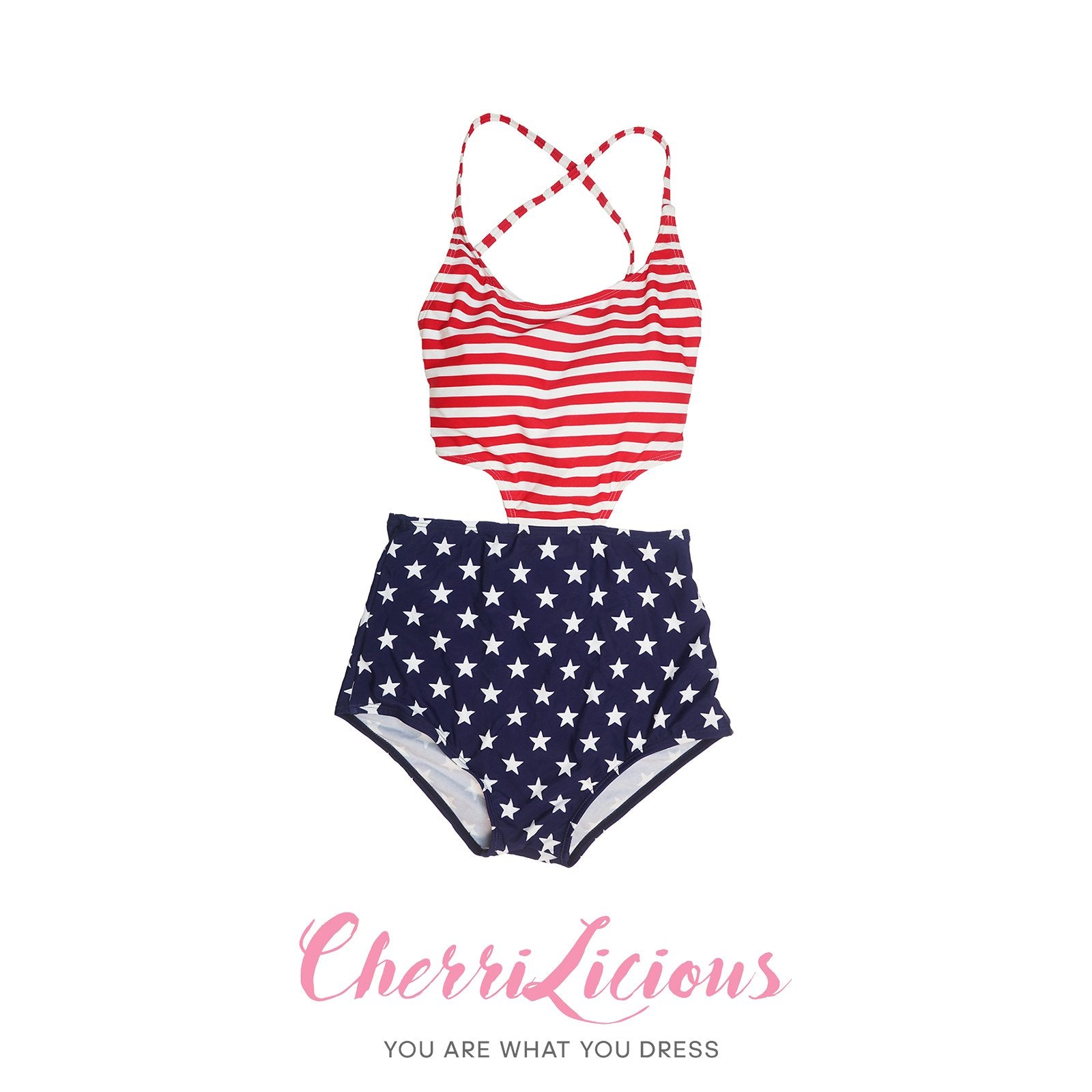 One Piece Swimwear 露兩側腰連體泳裝 Cherrilicious