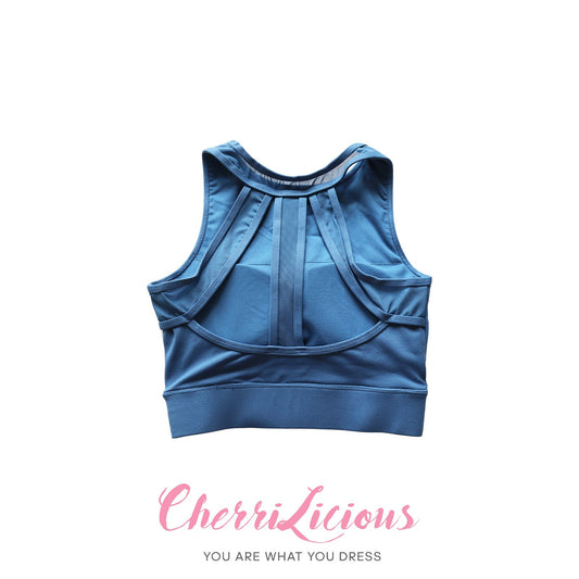 Active Wear 藍色美背運動上衣 Cherrilicious