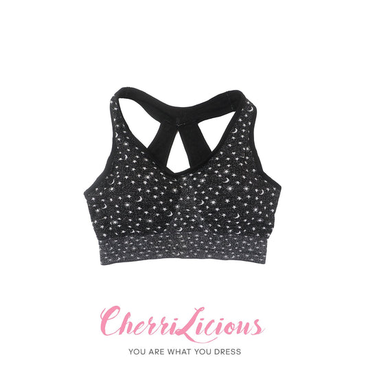 Active Wear 黑色星星圖案運動上衣 Cherrilicious