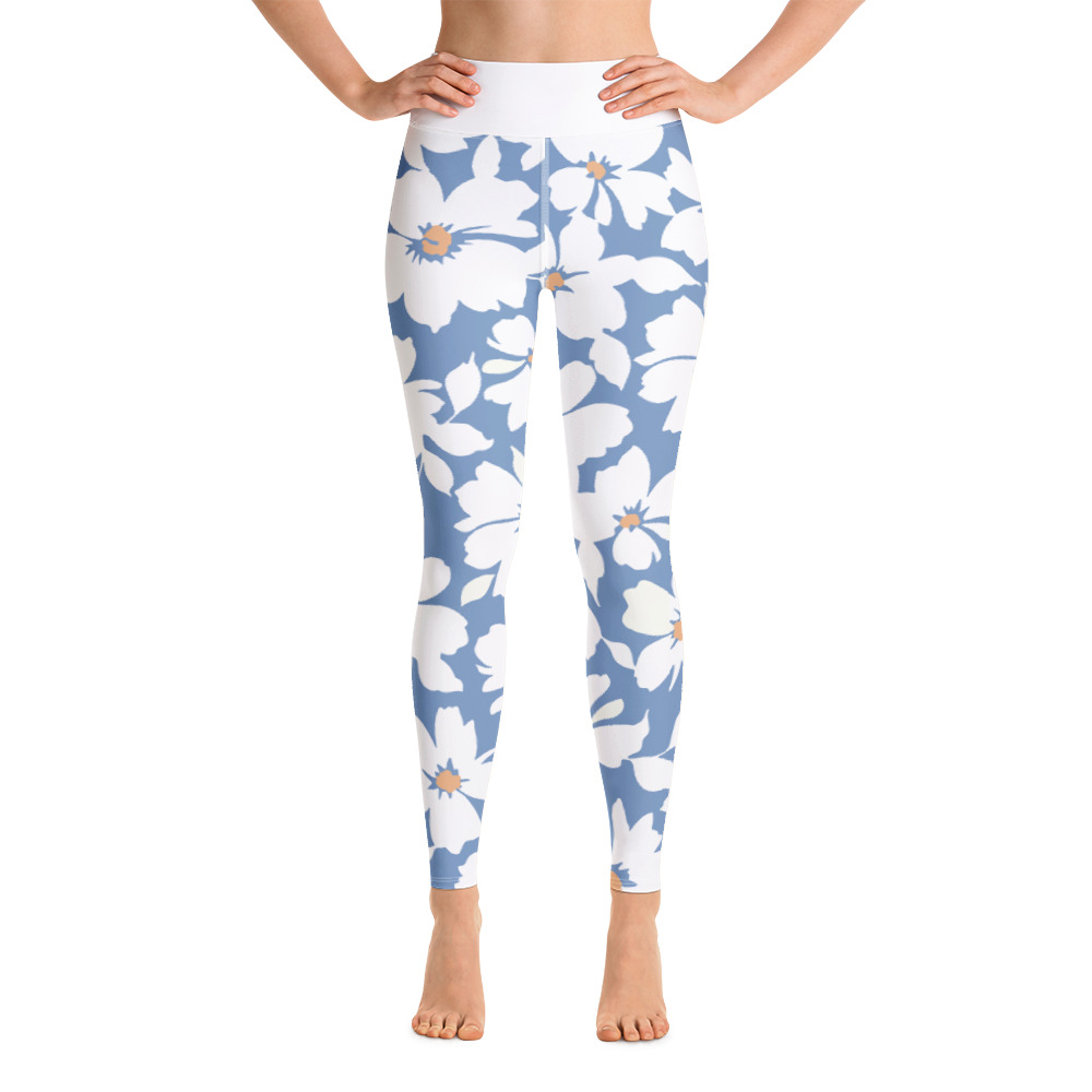 Blue Floral Yoga Leggings - GP Active Wear