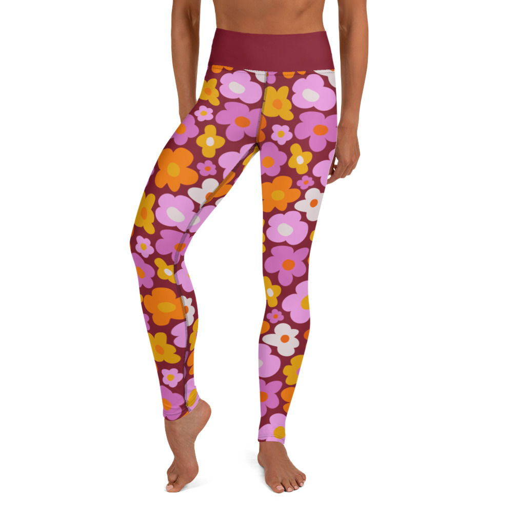 Hippie Groovy Floral Print Yoga Leggings - GP Active Wear