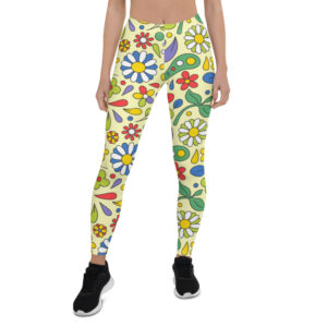 Abstract Colorful Floral Design Leggings